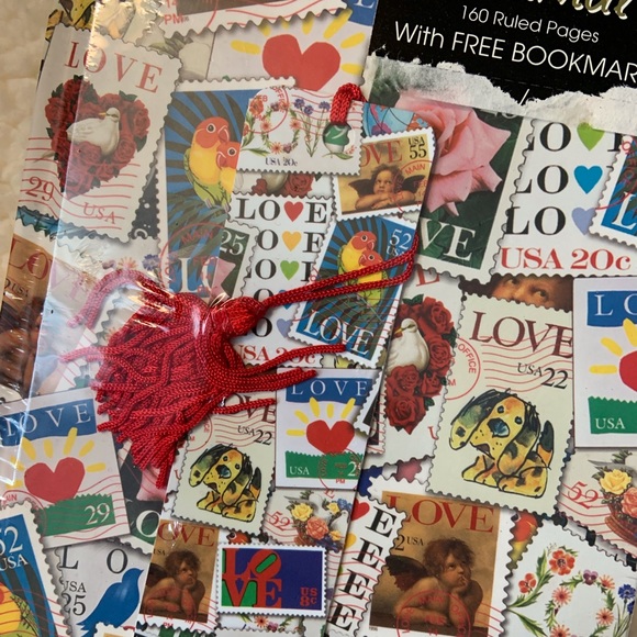 🦩NWT Antioch journal with 160 ruled pages, stamp collage design, 5.5 x 9 inches - Picture 6 of 6